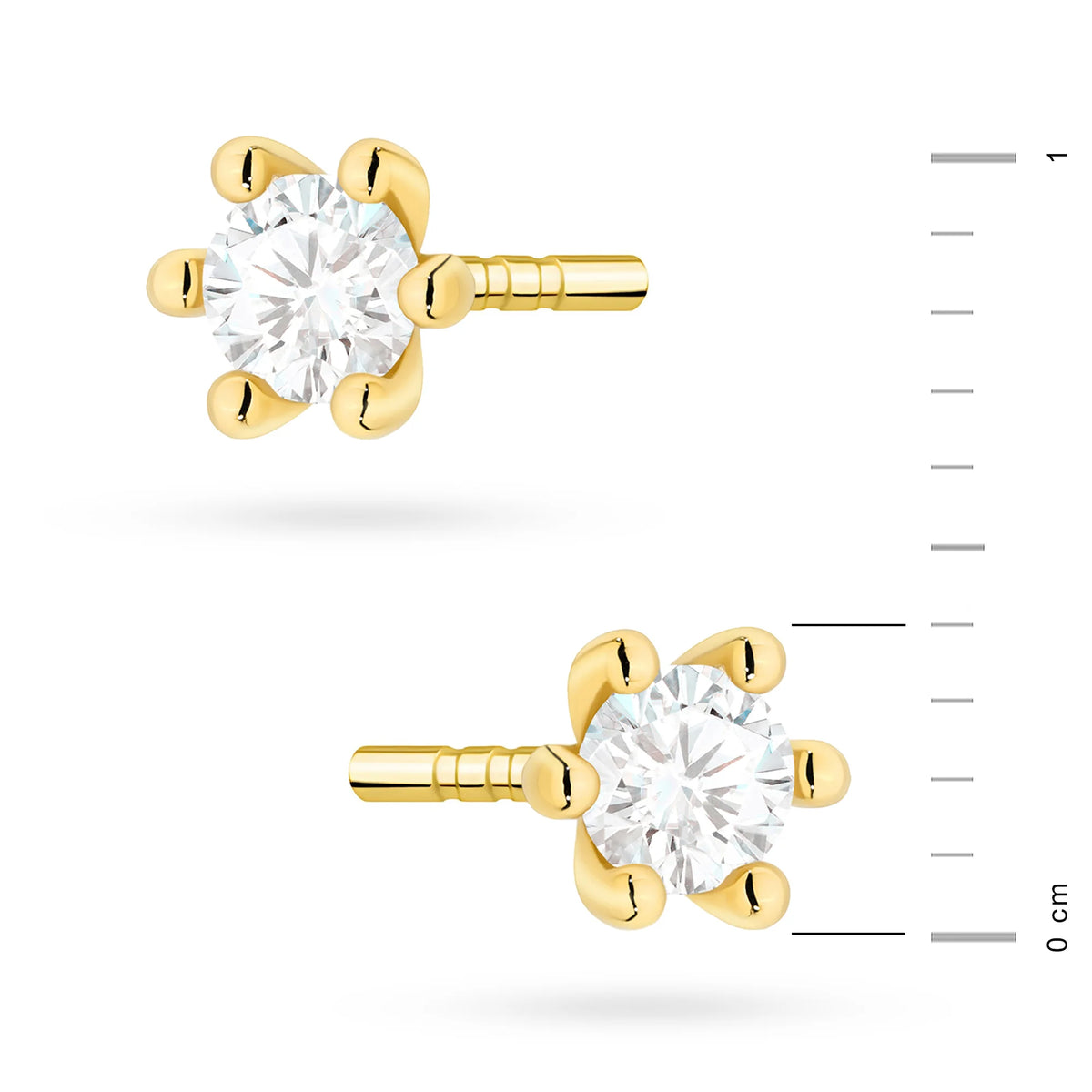 Gold Earrings with 0.08 ct Diamonds | 585 (14k) Gold Stud Earrings