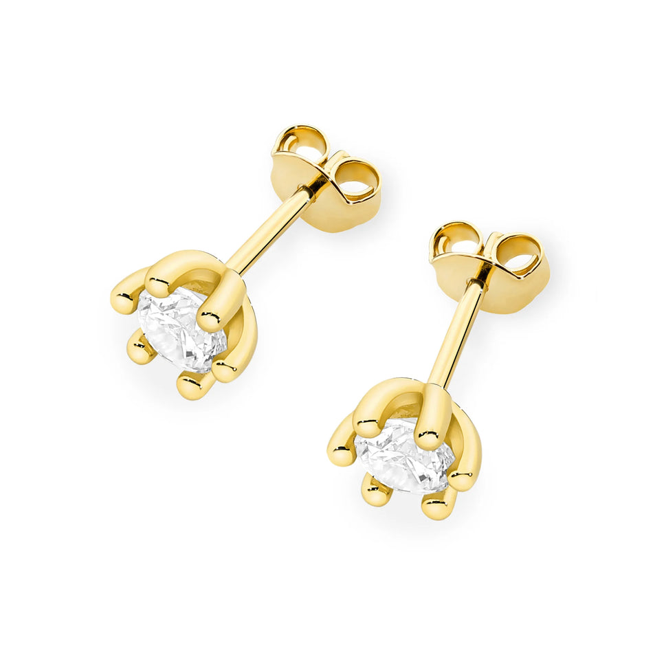 Gold Earrings with 0.30 ct Diamonds | 585 (14k) Gold Stud Earrings