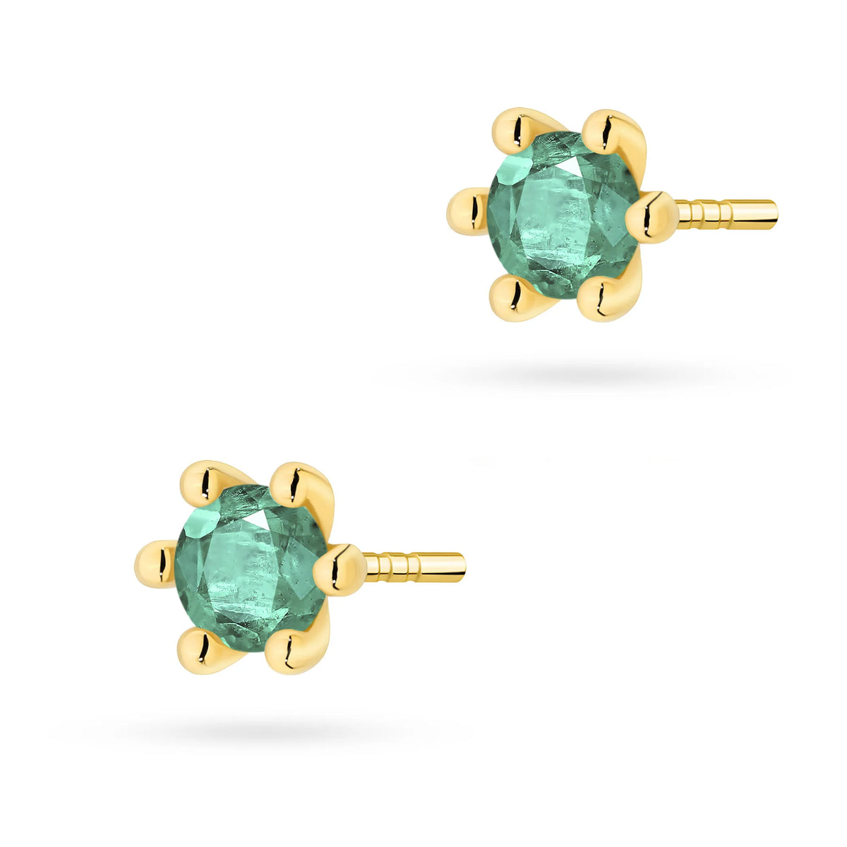 Gold Earrings with 0.30 ct Emeralds | 585 (14k) Gold Stud Earrings