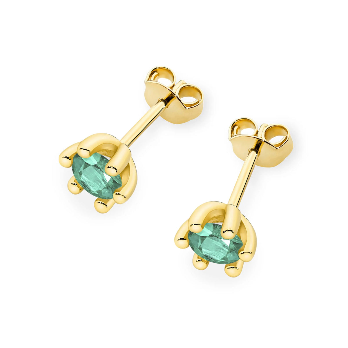 Gold Earrings with 0.30 ct Emeralds | 585 (14k) Gold Stud Earrings