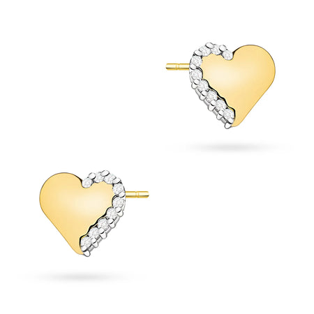 Gold Earrings with 0.10 ct Diamonds | 585 (14k) Gold Stud Earrings