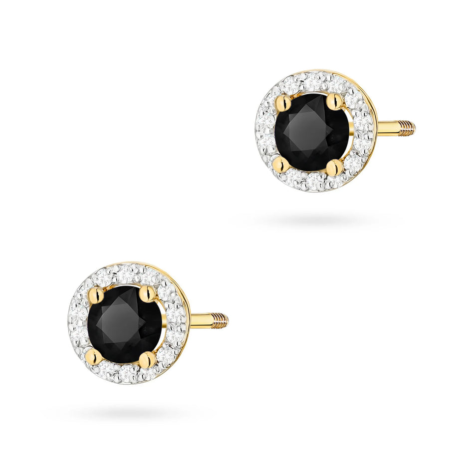 Gold Earrings with 0.50ct Black Diamonds and 0.241ct Diamonds