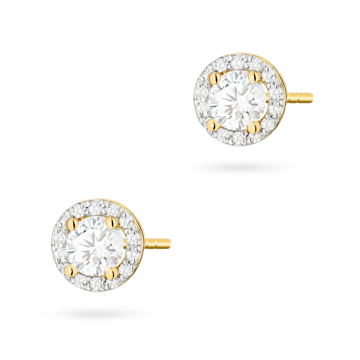Gold Earrings with 2 x 0.50 ct and 0.0086 ct Lab-Grown Diamonds | 585 (14k) Gold Stud Earrings