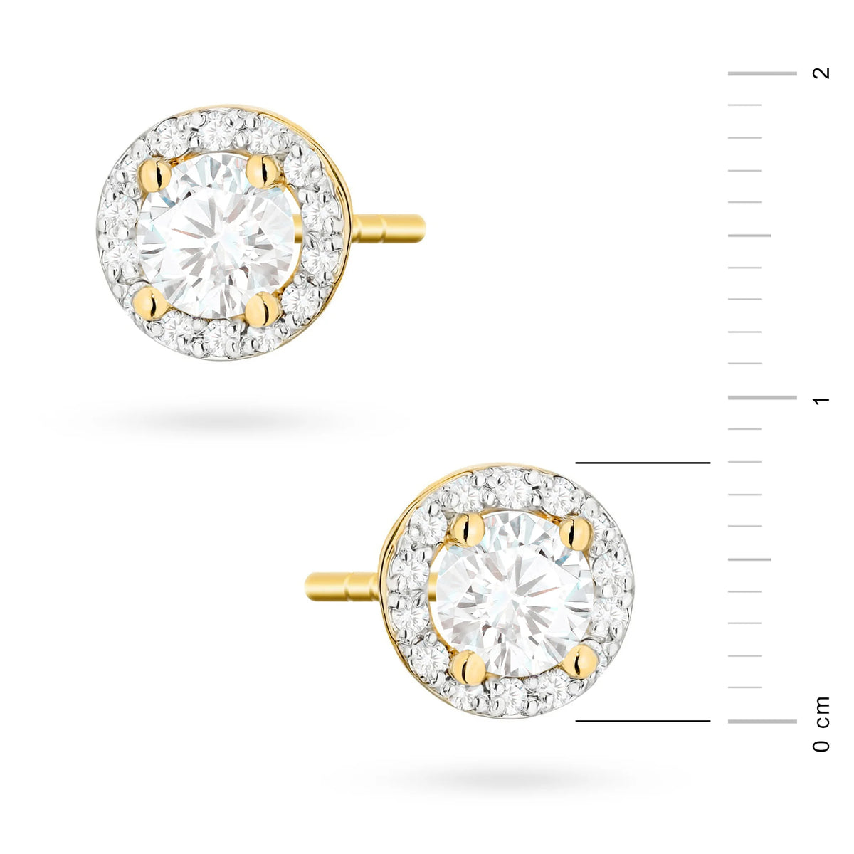 Gold Earrings with 2 x 0.50 ct and 0.0086 ct Lab-Grown Diamonds | 585 (14k) Gold Stud Earrings