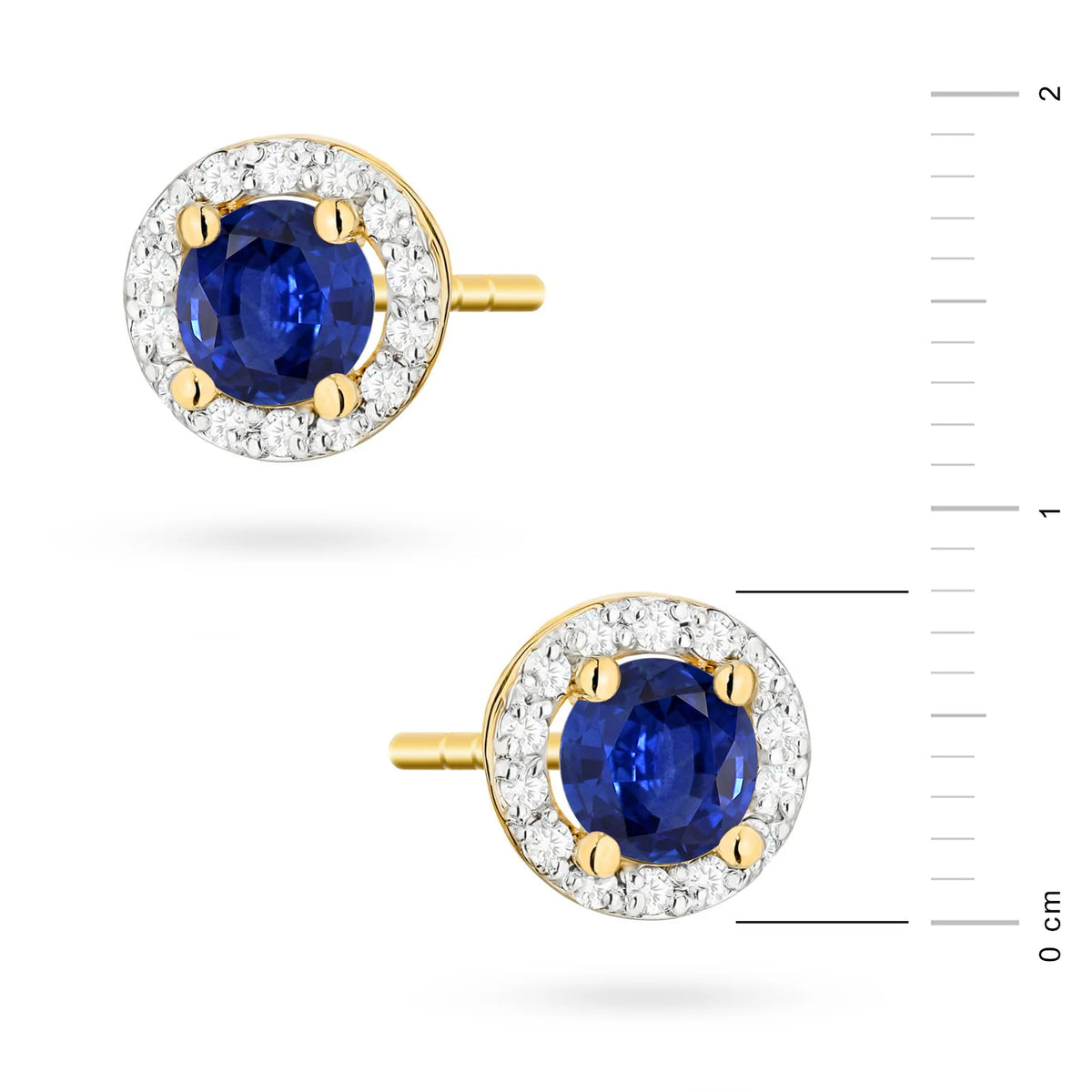 Gold Earrings with 0.50 ct Sapphires and 0.241 ct Diamonds | 585 (14k) Gold Stud Earrings