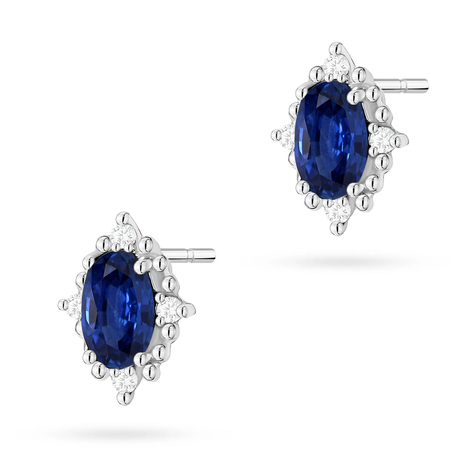 Gold Earrings with 0.30ct Sapphires and 0.04ct Diamonds