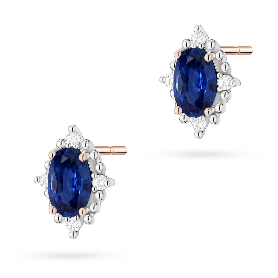 Gold Earrings with 0.30ct Sapphires and 0.04ct Diamonds
