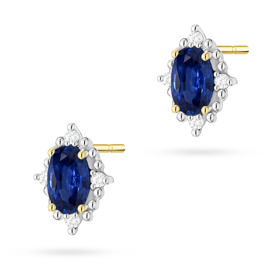 Gold Earrings with 0.30ct Sapphires and 0.04ct Diamonds