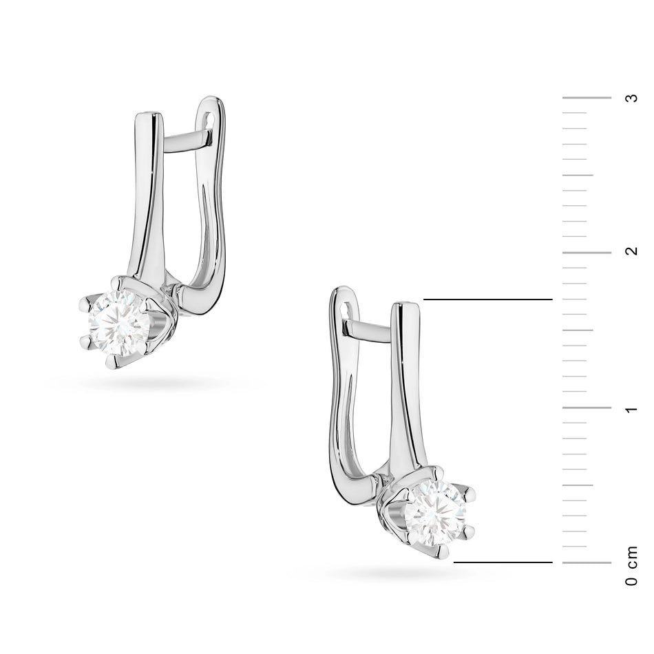 White Gold Earrings with 0.30 ct Diamonds | 585 (14k) White Gold English Clasp Earrings