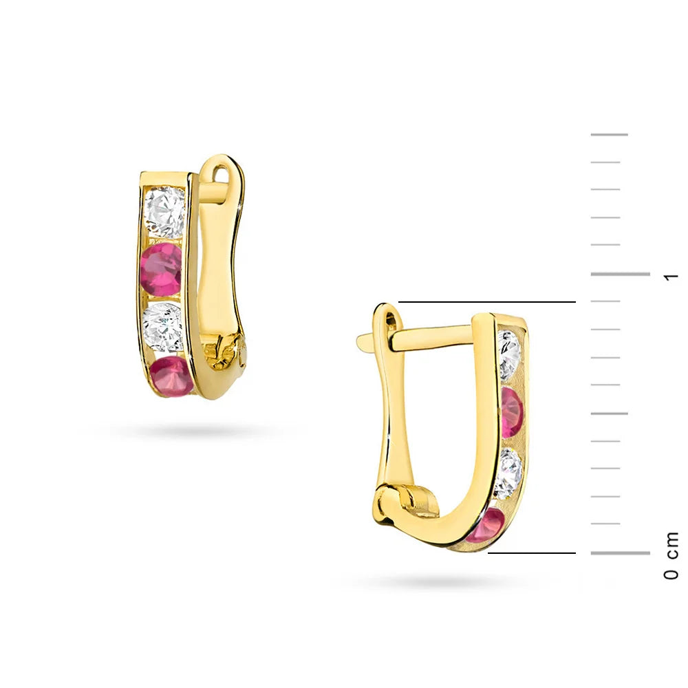 Kinder-Gold-Ohrringe mit englischem Verschluss und Zirkonia k054-333