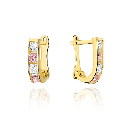 Kinder-Gold-Ohrringe mit englischem Verschluss und Zirkonia k054-333