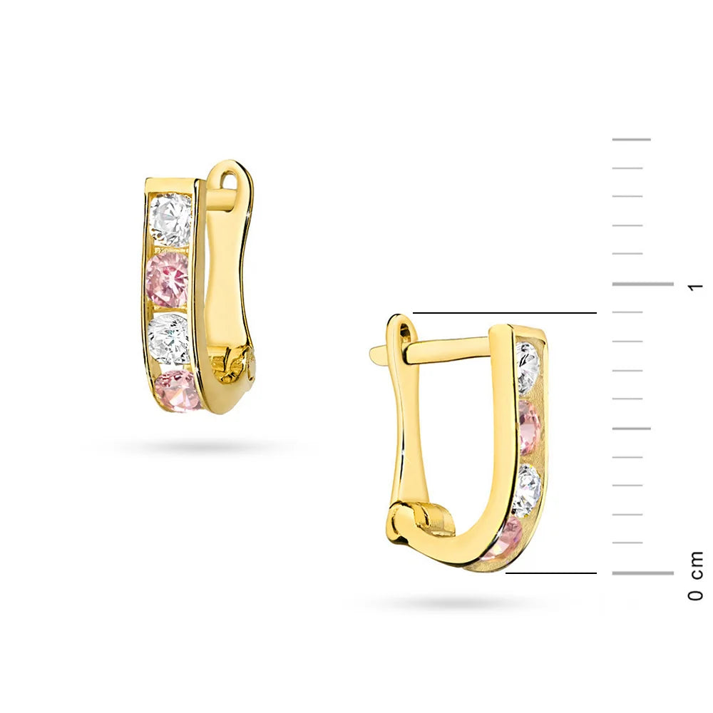 Kinder-Gold-Ohrringe mit englischem Verschluss und Zirkonia k054-333