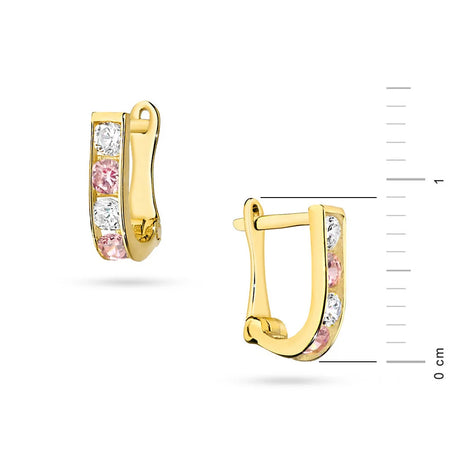Kinder-Gold-Ohrringe mit englischem Verschluss und Zirkonia k054-333