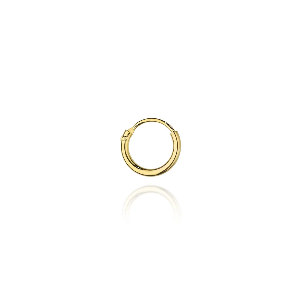 goldene einzelne Creolen-Ohrringe 9mm k074 14k 585 solo