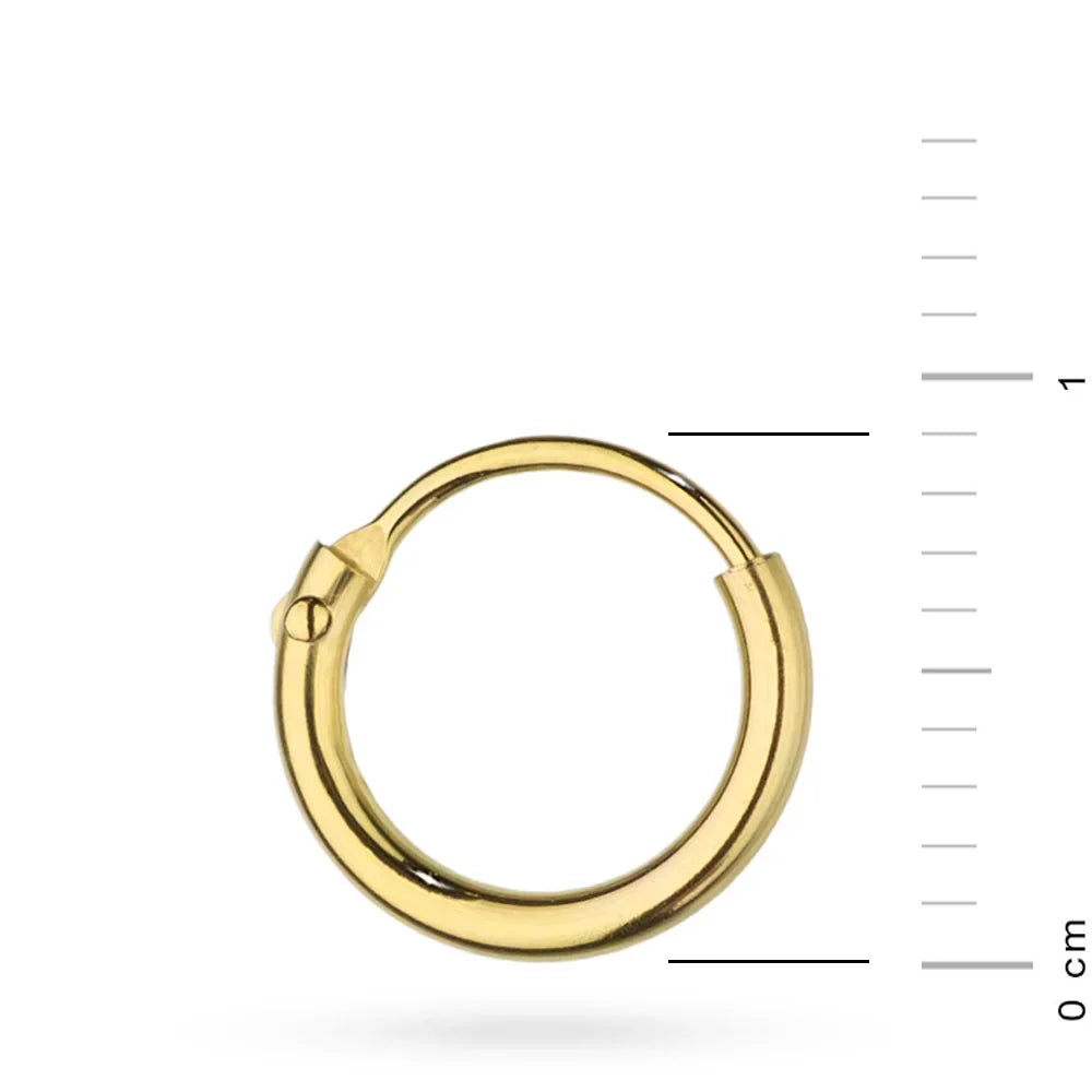 goldene einzelne Creolen-Ohrringe 9mm k074 14k 585 solo