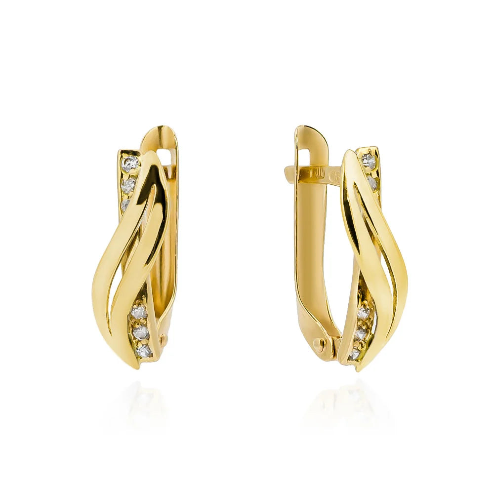 Ohrhänger mit englischem Verschluss aus Gold und Zirkonia k100 14k 585