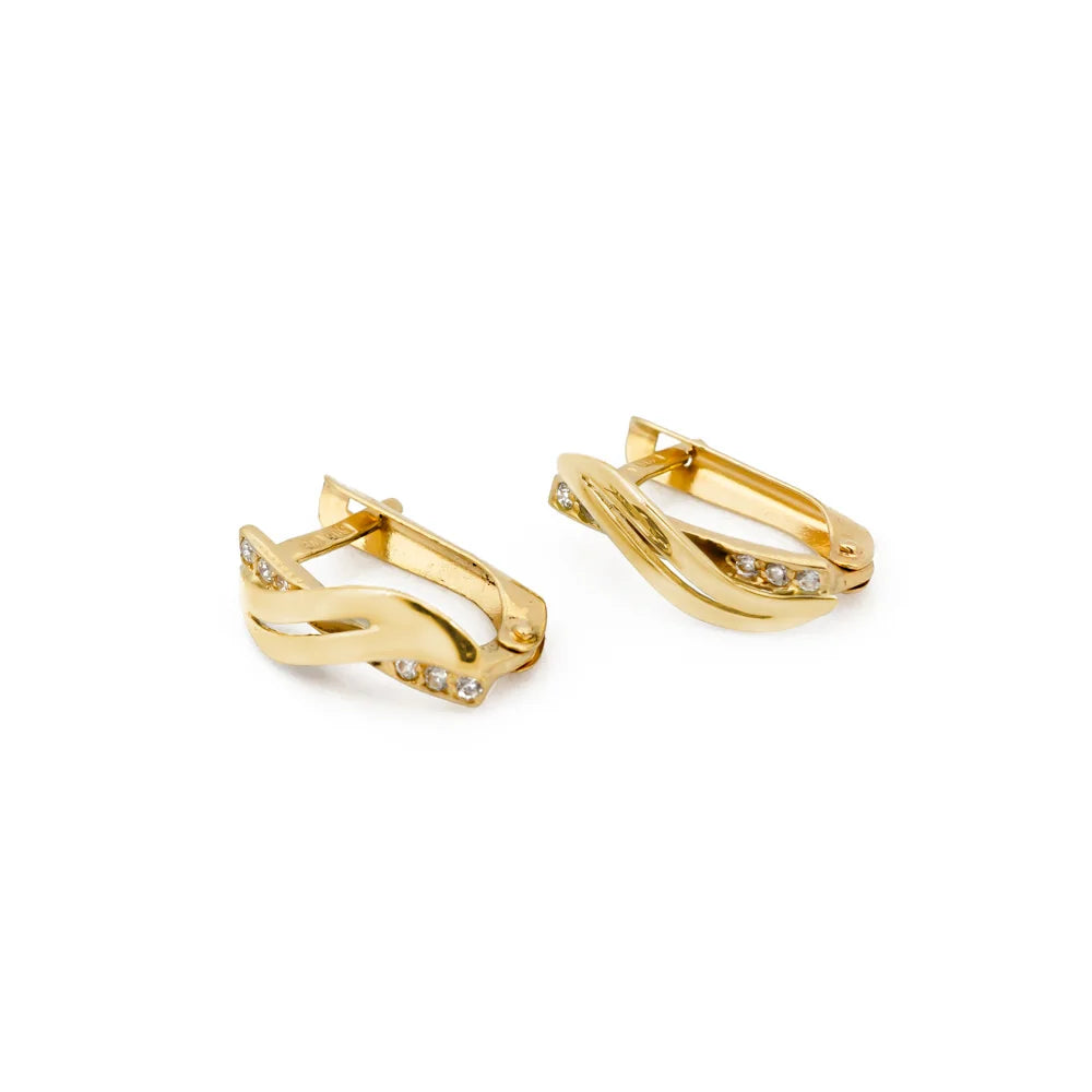Ohrhänger mit englischem Verschluss aus Gold und Zirkonia k100 14k 585
