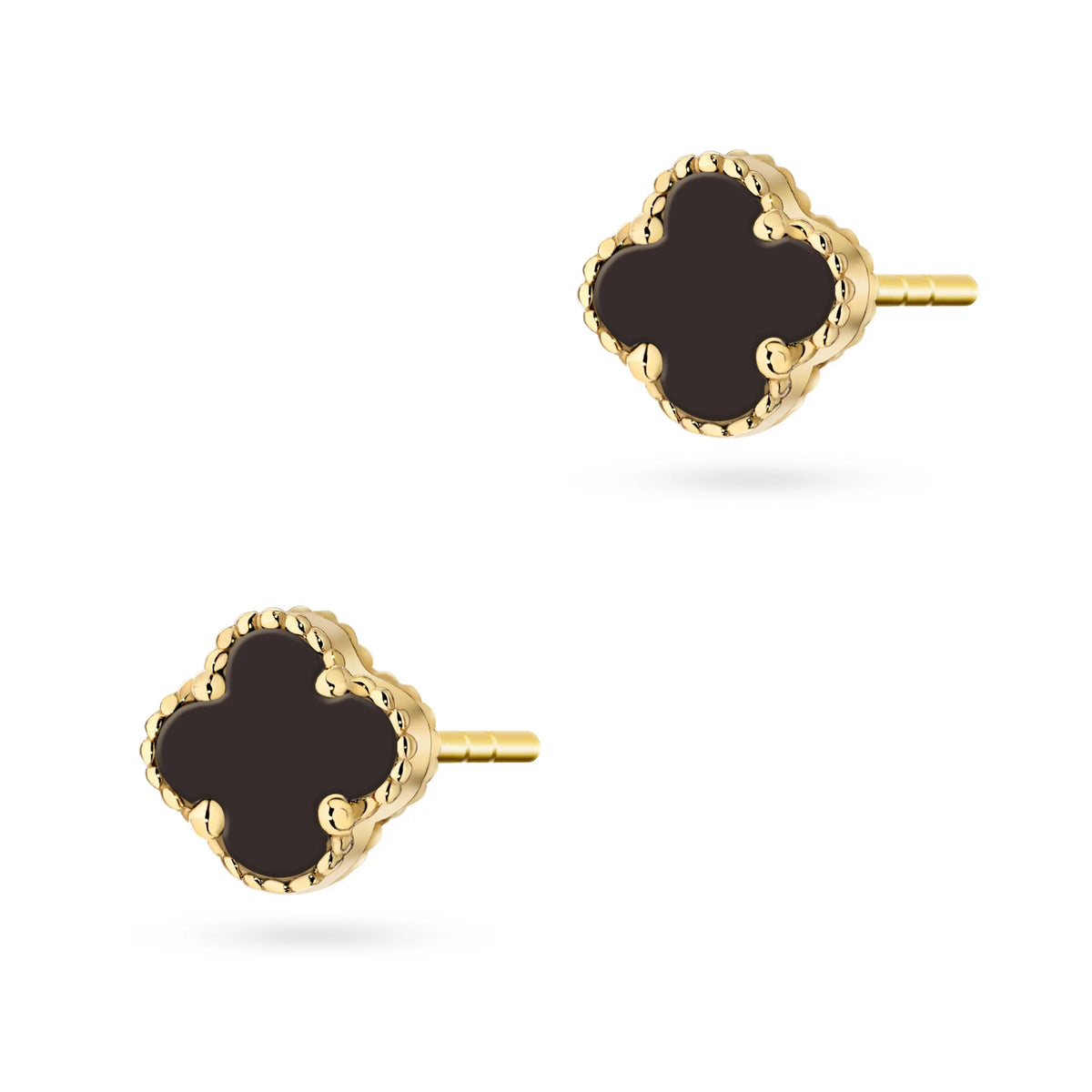 Ohrstecker aus 585er Gelbgold mit Glücksklee-Motiv