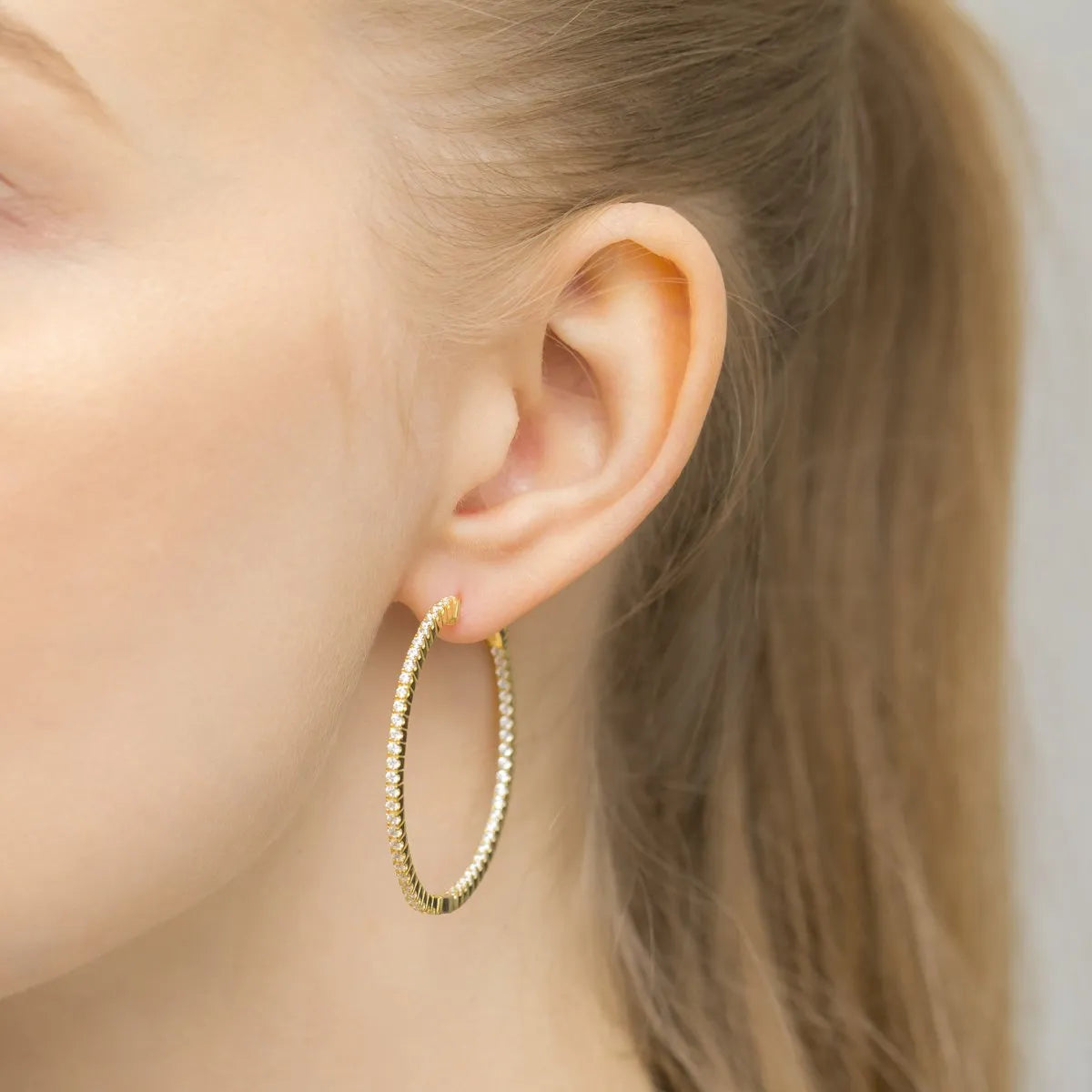 vergoldete Silber-Creolen mit Zirkonia k1158-925-z