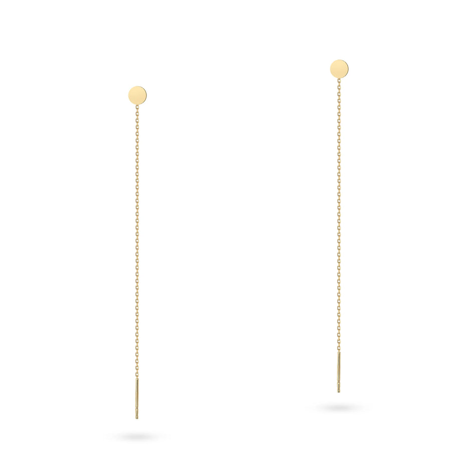Round chain pull through gold earrings