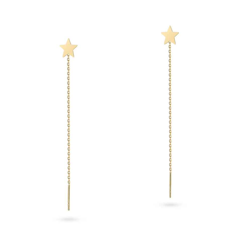 Stars chain pull through gold earrings