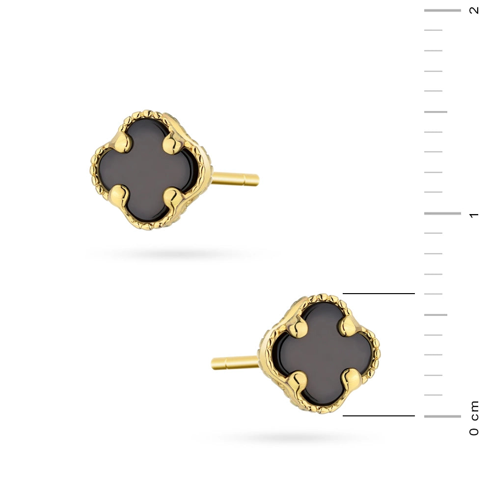 black-lucky-clover-stud-gold-earrings-k1302-585