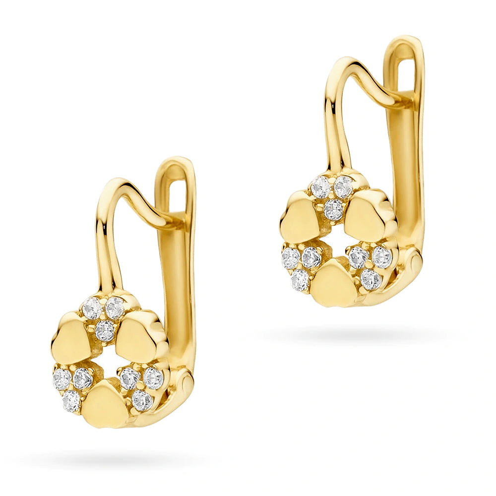 Kinder-Gold-Ohrringe mit englischem Verschluss und Zirkonia k1387 14K 585