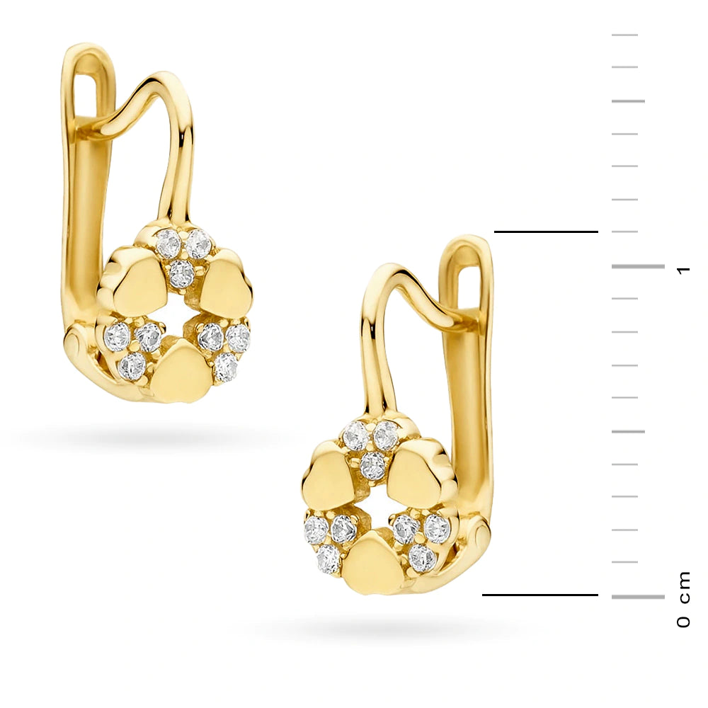 Kinder-Gold-Ohrringe mit englischem Verschluss und Zirkonia k1387 14K 585