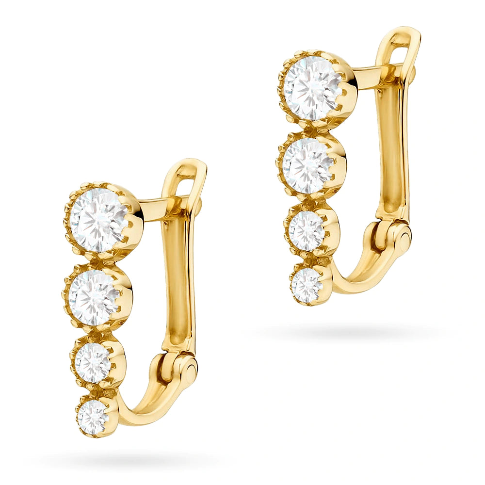 goldene englische Ohrhänger mit Zirkonia k1388 14k 585