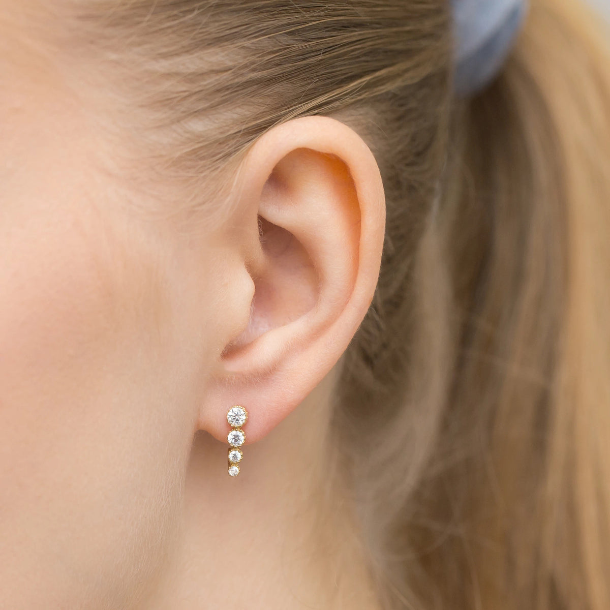 goldene englische Ohrhänger mit Zirkonia k1388 14k 585