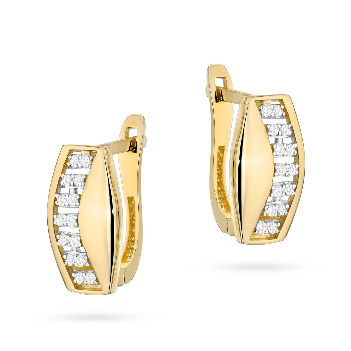 goldene englische Verschluss-Ohrringe mit Zirkonia k1540 14k 585 b