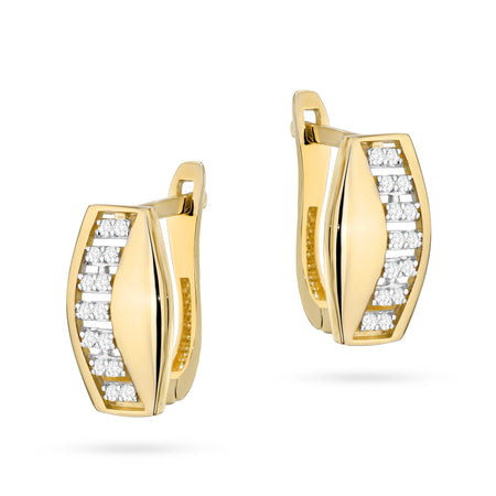 goldene englische Verschluss-Ohrringe mit Zirkonia k1540 14k 585 b