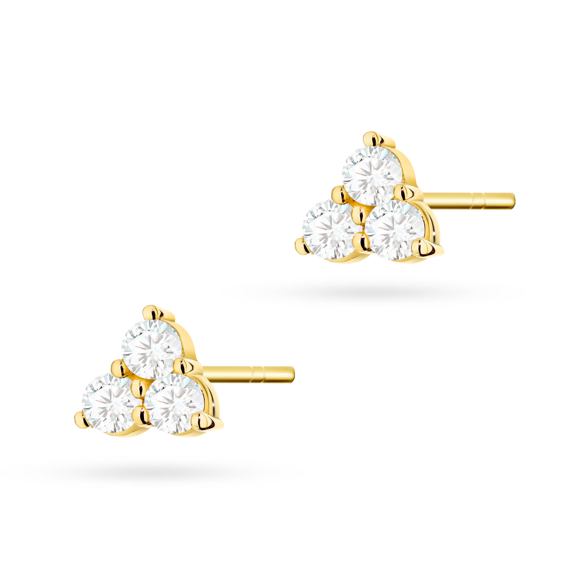 goldene Ohrstecker mit Zirkonia, geometrisch k1939 14k 585 b