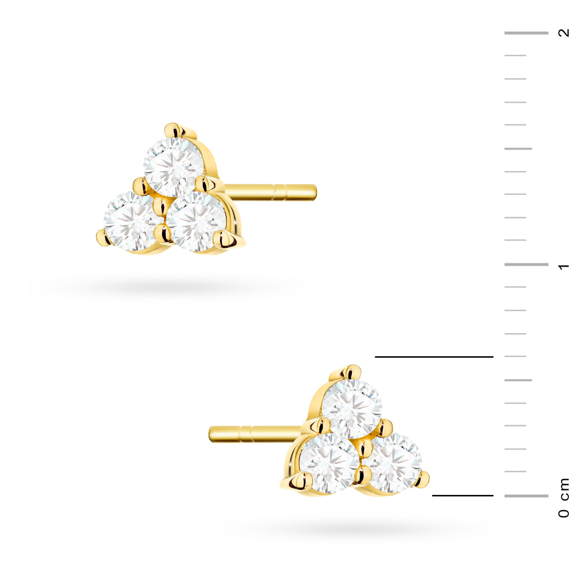 goldene Ohrstecker mit Zirkonia, geometrisch k1939 14k 585 b