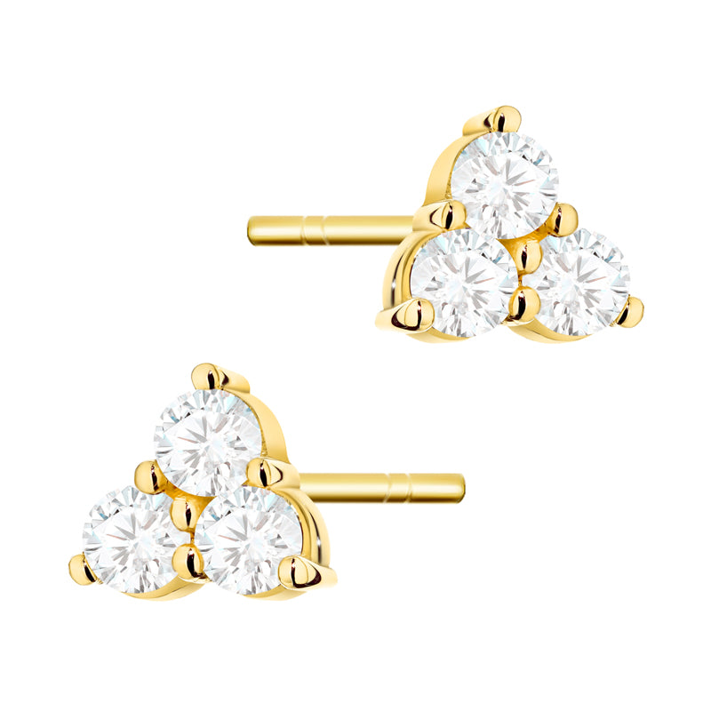 goldene Ohrstecker mit Zirkonia, geometrisch k1939 14k 585 b