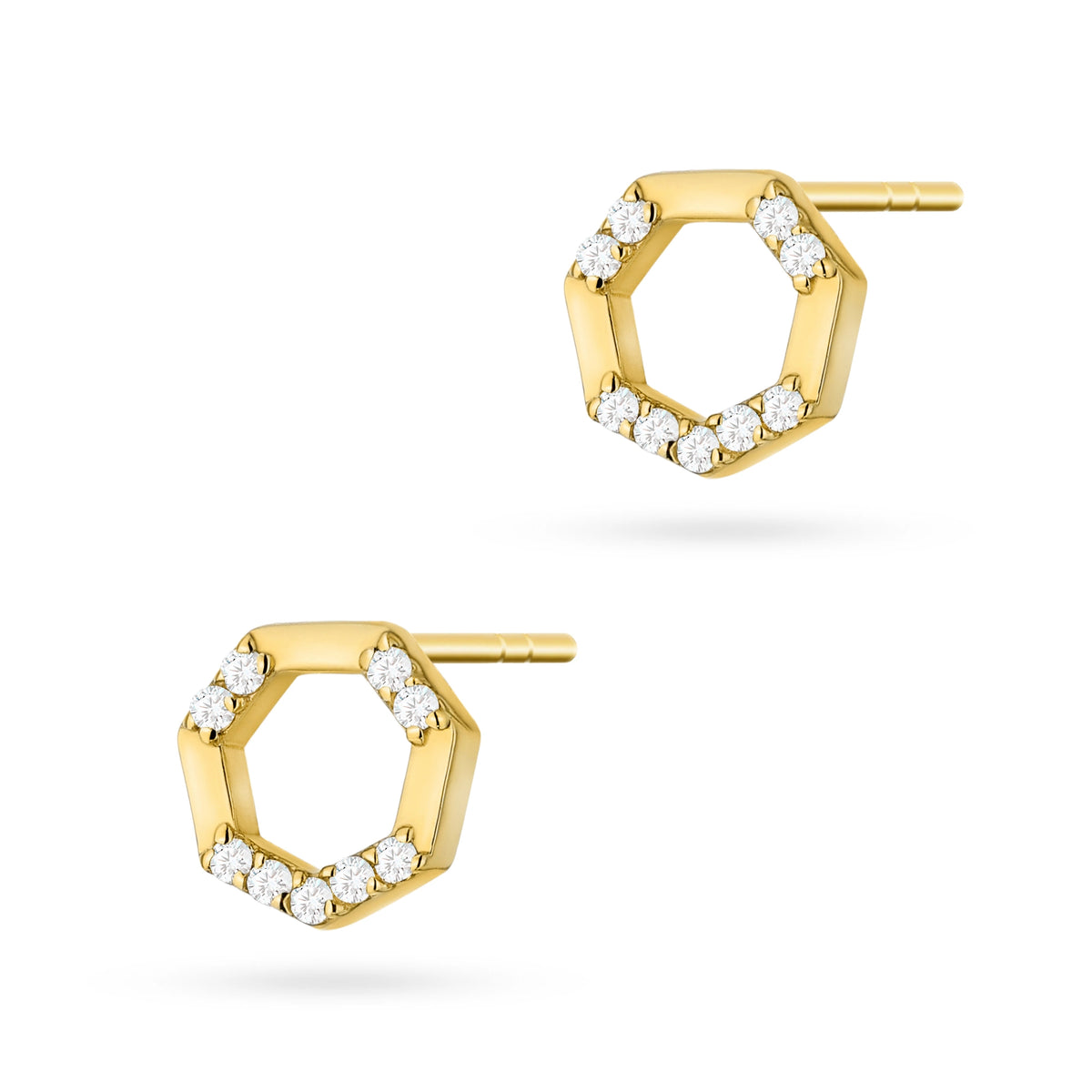 goldene Ohrstecker mit Zirkonia, geometrisch k1940 14k 585 b