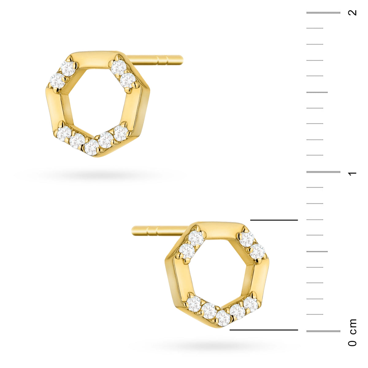 goldene Ohrstecker mit Zirkonia, geometrisch k1940 14k 585 b