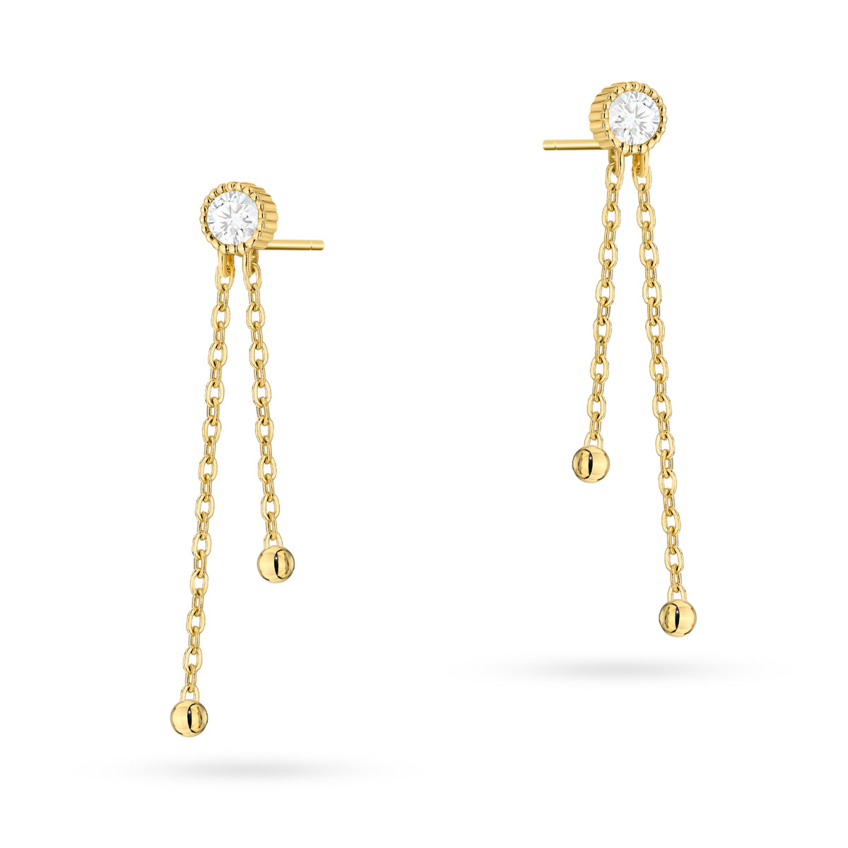goldene Ohrstecker mit Zirkonia-Perlen k1941 14k 585 b