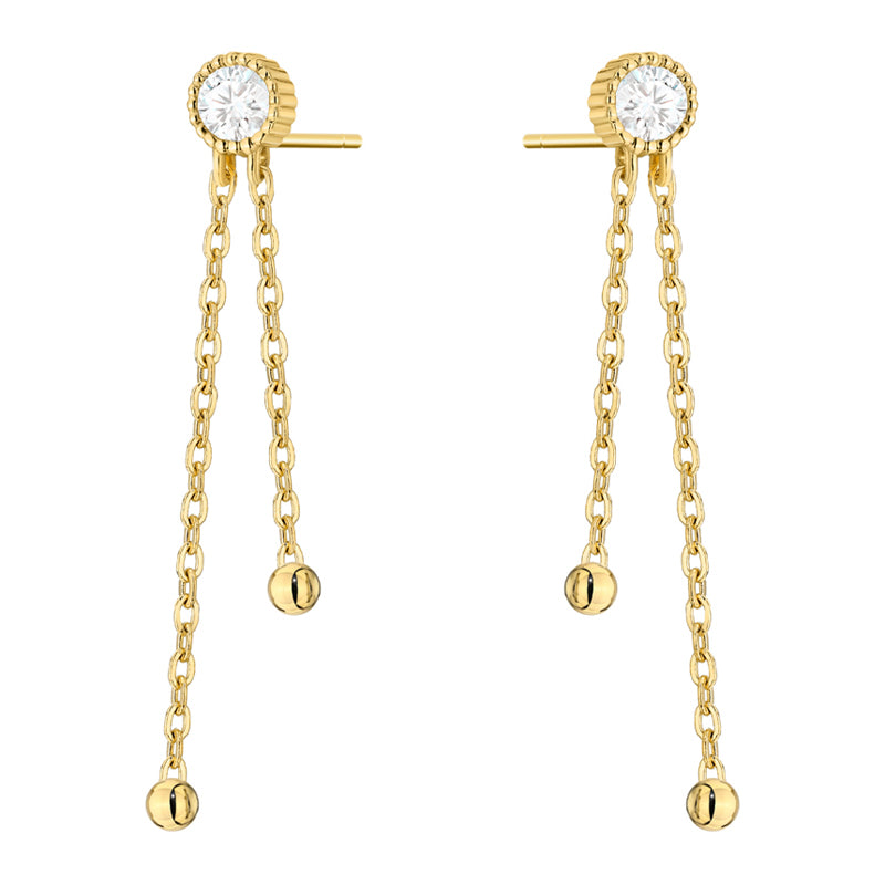 goldene Ohrstecker mit Zirkonia-Perlen k1941 14k 585 b