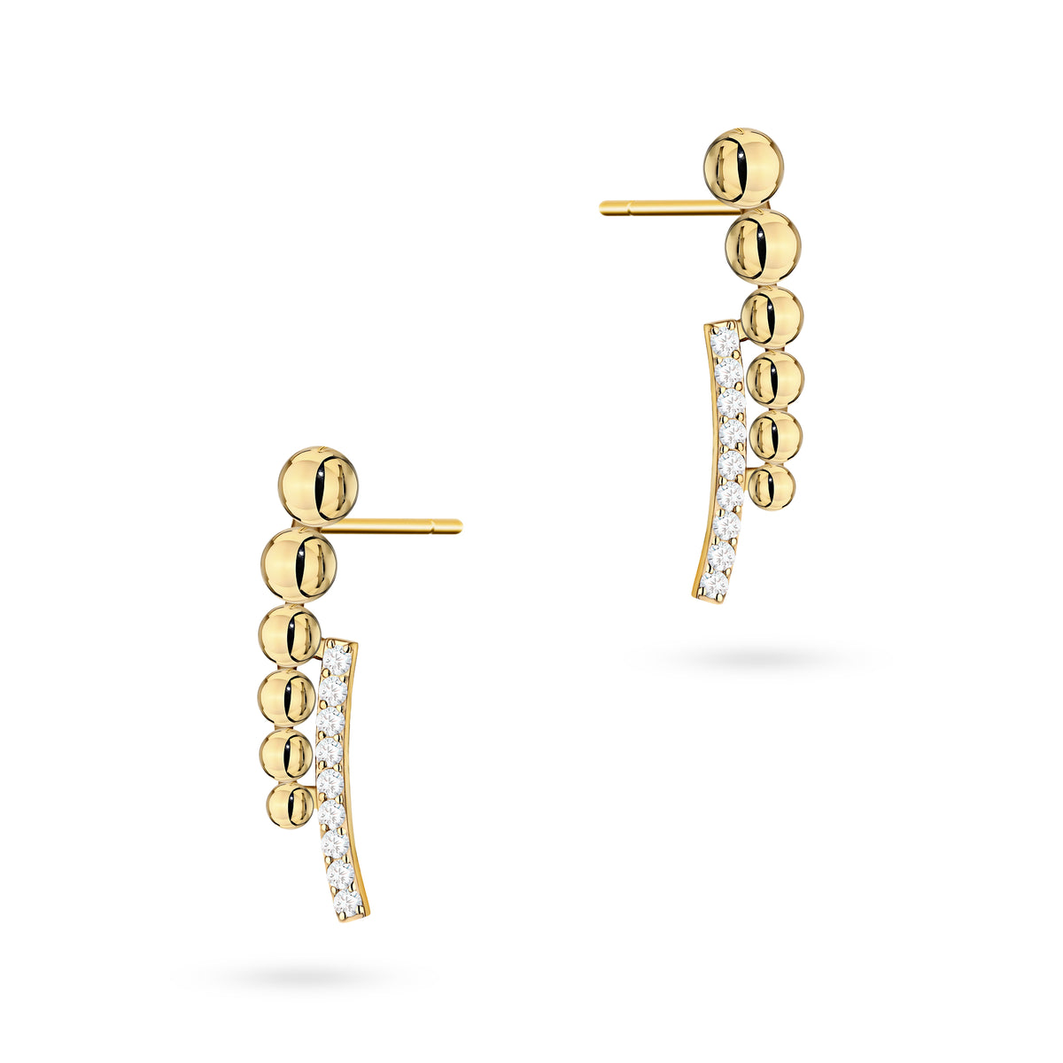 goldene Ohrstecker mit Zirkoniaperlen k1942 14k 585 b