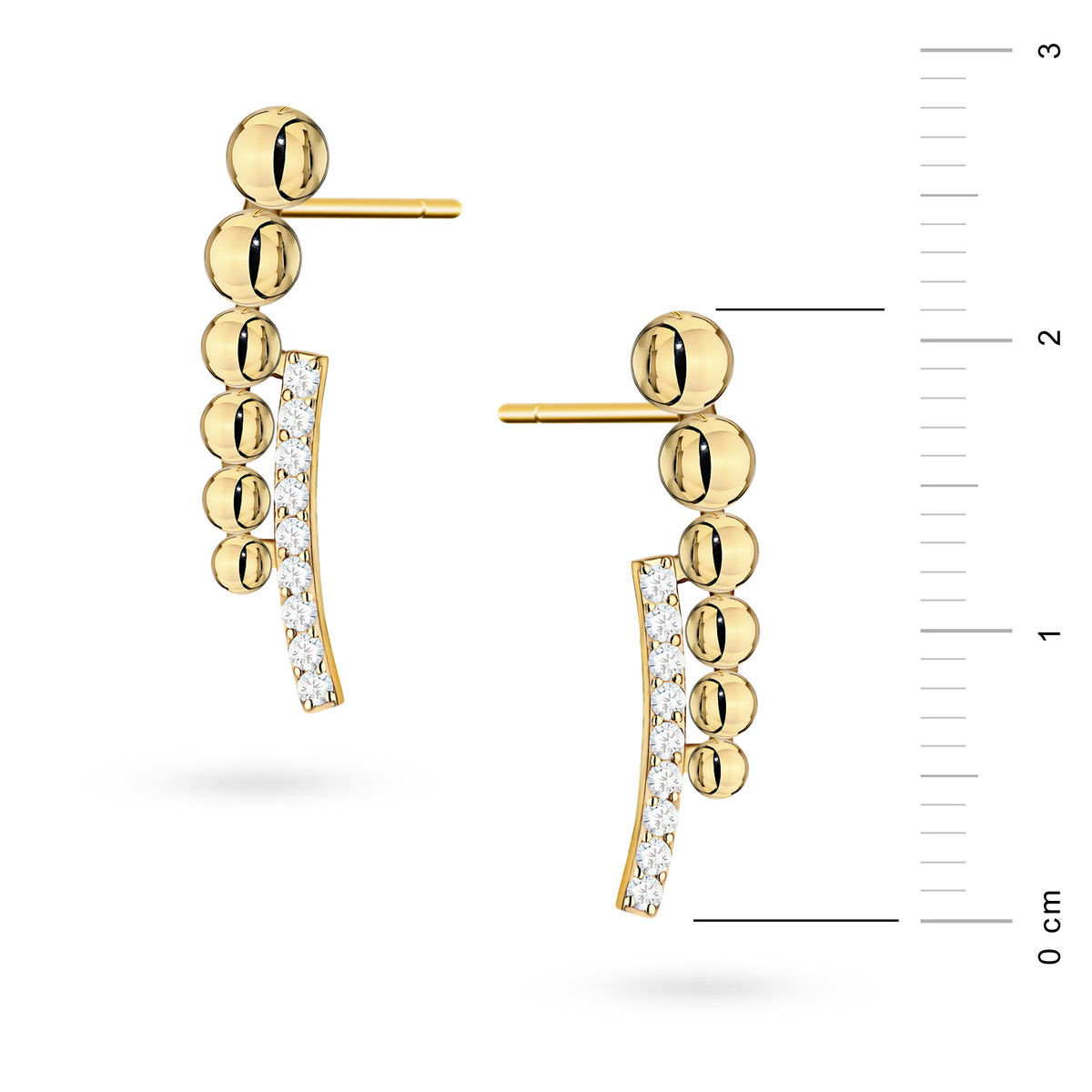 goldene Ohrstecker mit Zirkoniaperlen k1942 14k 585 b