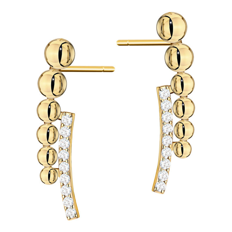 goldene Ohrstecker mit Zirkoniaperlen k1942 14k 585 b