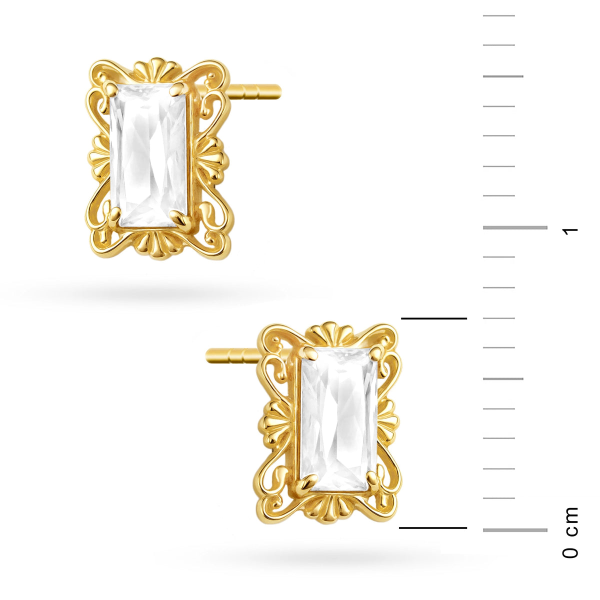 goldene Ohrstecker mit Zirkonia, geometrisch k1945 14k 585 b