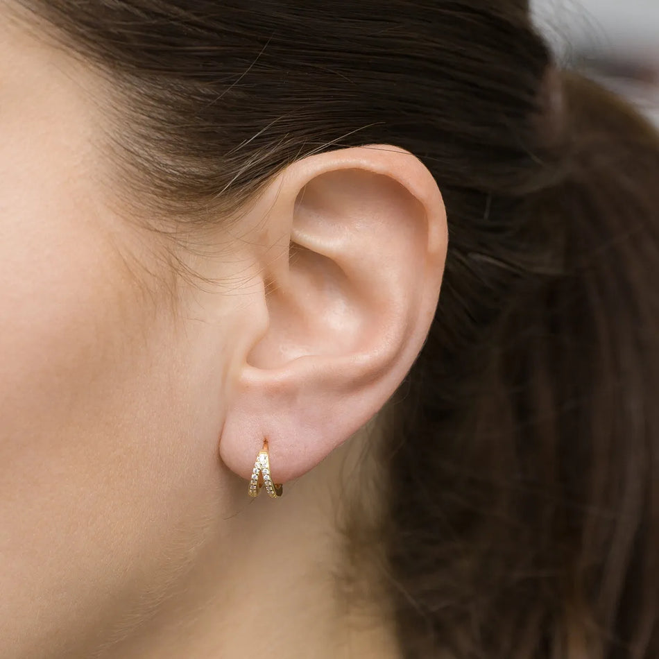 Vergoldete Silber-Creolen mit Zirkonia