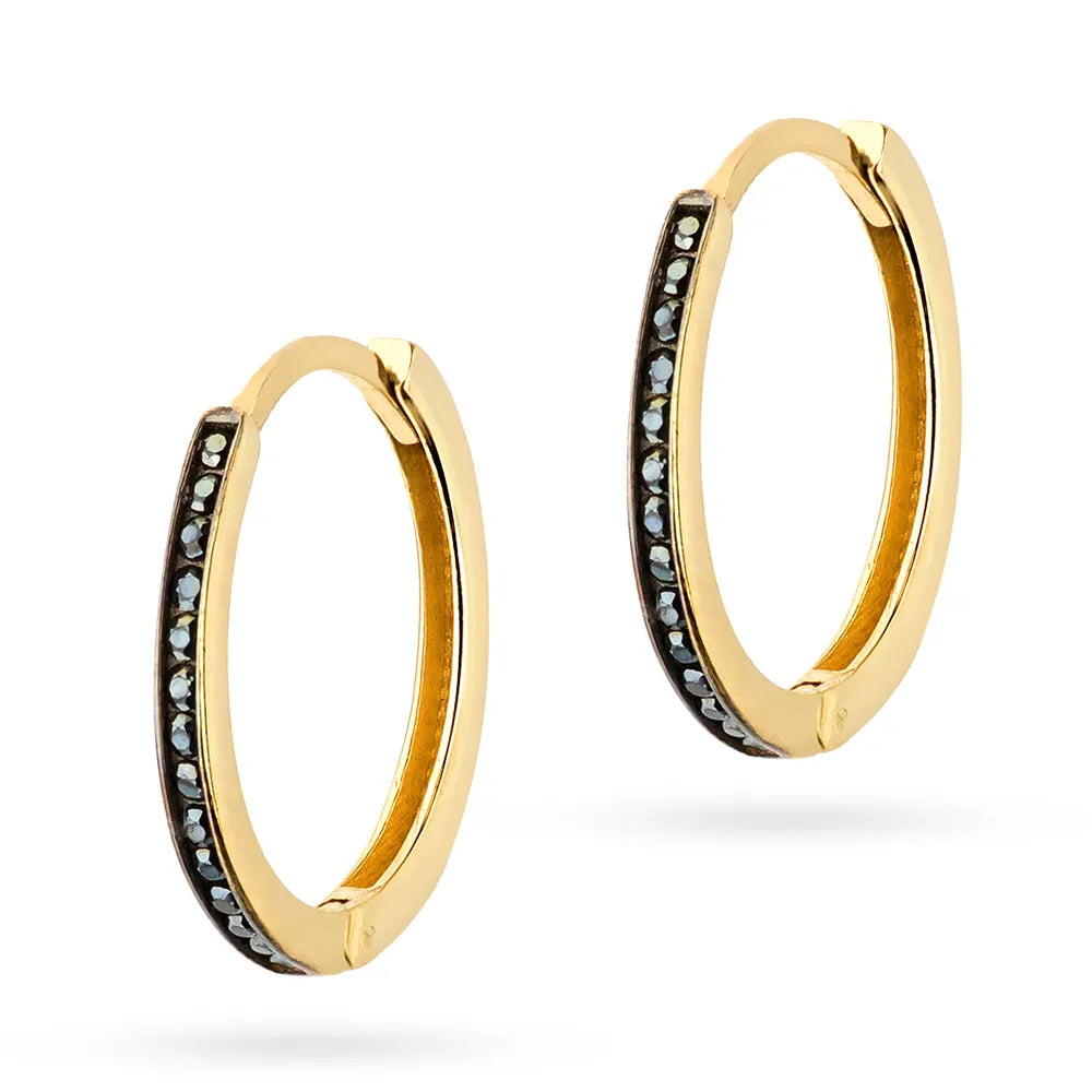 Gold-Creolen-Ohrringe mit Zirkonia K320 14K 585 CZ