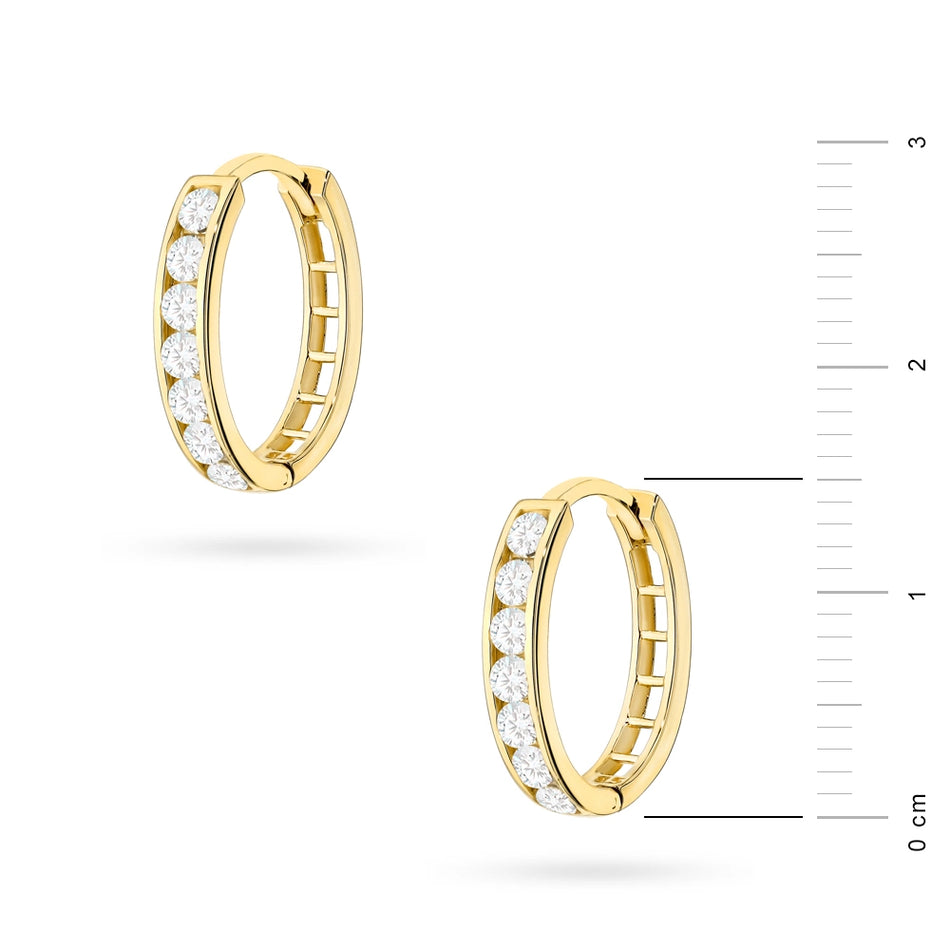 goldene Creolen-Ohrringe mit Zirkonia 10 mm k322 14k 585
