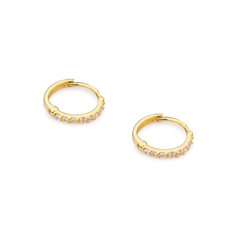 goldene Creolen-Ohrringe mit Zirkonia k342 14k 585 r