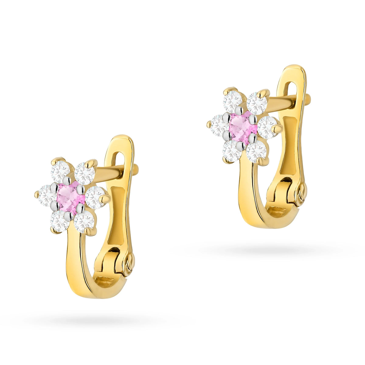 Kinder-Gold-Ohrringe mit englischem Verschluss und Zirkonia K345 14K 585