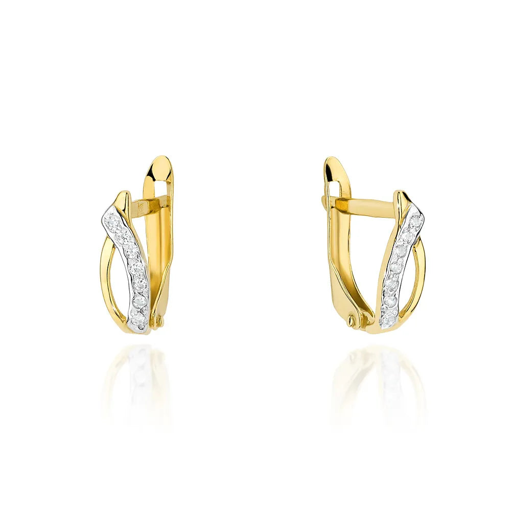 goldene englische Ohrhänger mit Zirkonia k359-333
