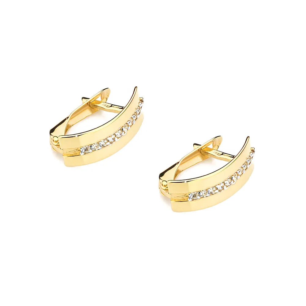 goldene englische Ohrhänger mit Zirkonia k370-333